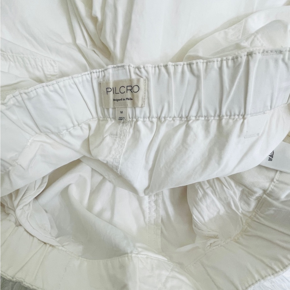 Anthropologie Pilcro Wide-Leg Women's Pants White Size M With Ankle Drawstring - Picture 9 of 11